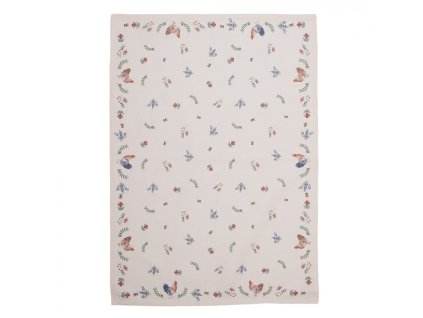 car42 tea towel 50x70 cm beige blue cotton chicken and rooster kitchen towel (1)