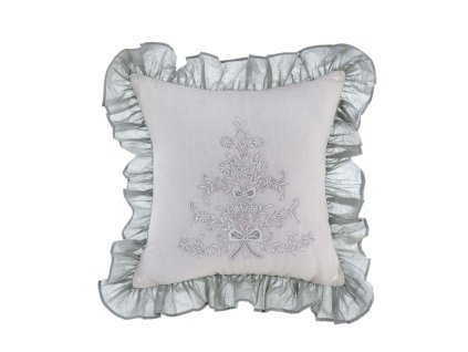 VYŠÍVANÝ VANKÚŠ S VOLÁNOM 45*45CM BLANC MARICLO (A36945)-www.lamaison.sk