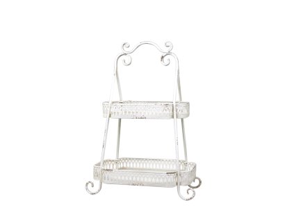 Dekoratívny etažér s ozdobným okrajom – Chic Antique, H54/L38/W25.5 cm, antique cream