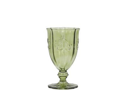 Saint-Émilion vínový pohár s dekorom – Chic Antique, H16/D9 cm, olivový odtieň