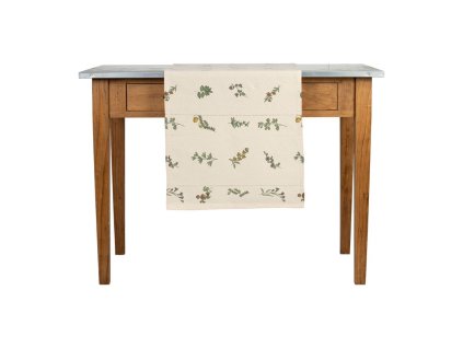 chemin de table juline naturel vert 160x50 coton 202057 202057 DEB WEB 1