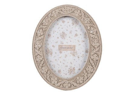 2f1166 photo frame 13x18 cm beige plastic glass oval picture frame