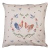 car21 cushion cover 40x40 cm beige blue cotton chicken and rooster square pillow cover