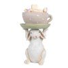 6pr3998 figurine rabbit 24 cm beige pink polyresin easter decoration (2)
