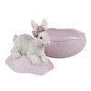 6pr5132 decorative bowl egg 9x13x16 cm pink white plastic rabbit (1)