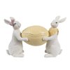 6pr5130 decorative bowl egg 29x10x18 cm white yellow plastic rabbits