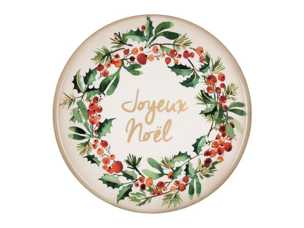 plateau noel rouge vert dore d35 5cm fer 39175 39175 DEB WEB