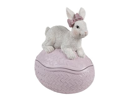 6pr5132 decorative bowl egg 9x13x16 cm pink white plastic rabbit