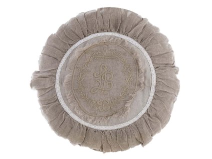 OKRÚHLY VANKÚŠ S VÝŠIVKOU *45CM BLANC MARICLO (A36950)-www.lamaison.sk