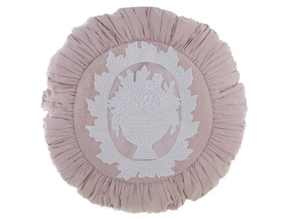 OKRÚHLY VANKÚŠ S VÝŠIVKOU *45CM BLANC MARICLO (A36948)-www.lamaison.sk