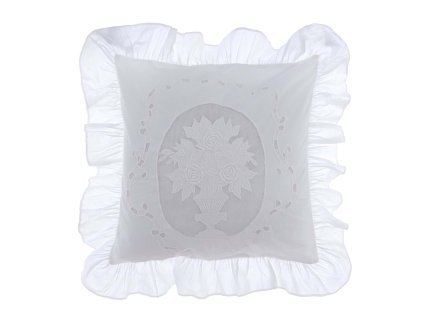 VYŠÍVANÝ VANKÚŠ S VOLÁNOM 45*45CM BLANC MARICLO (A36944)-www.lamaison.sk