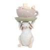 6pr3998 figurine rabbit 24 cm beige pink polyresin easter decoration (2)
