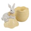 6pr5129 decorative bowl egg 11x10x20 cm yellow white plastic rabbit (1)