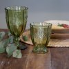 Sklenený pohár Saint-Émilion s dekorom – Chic Antique, H10.5/D8.5 cm, olivový odtieň