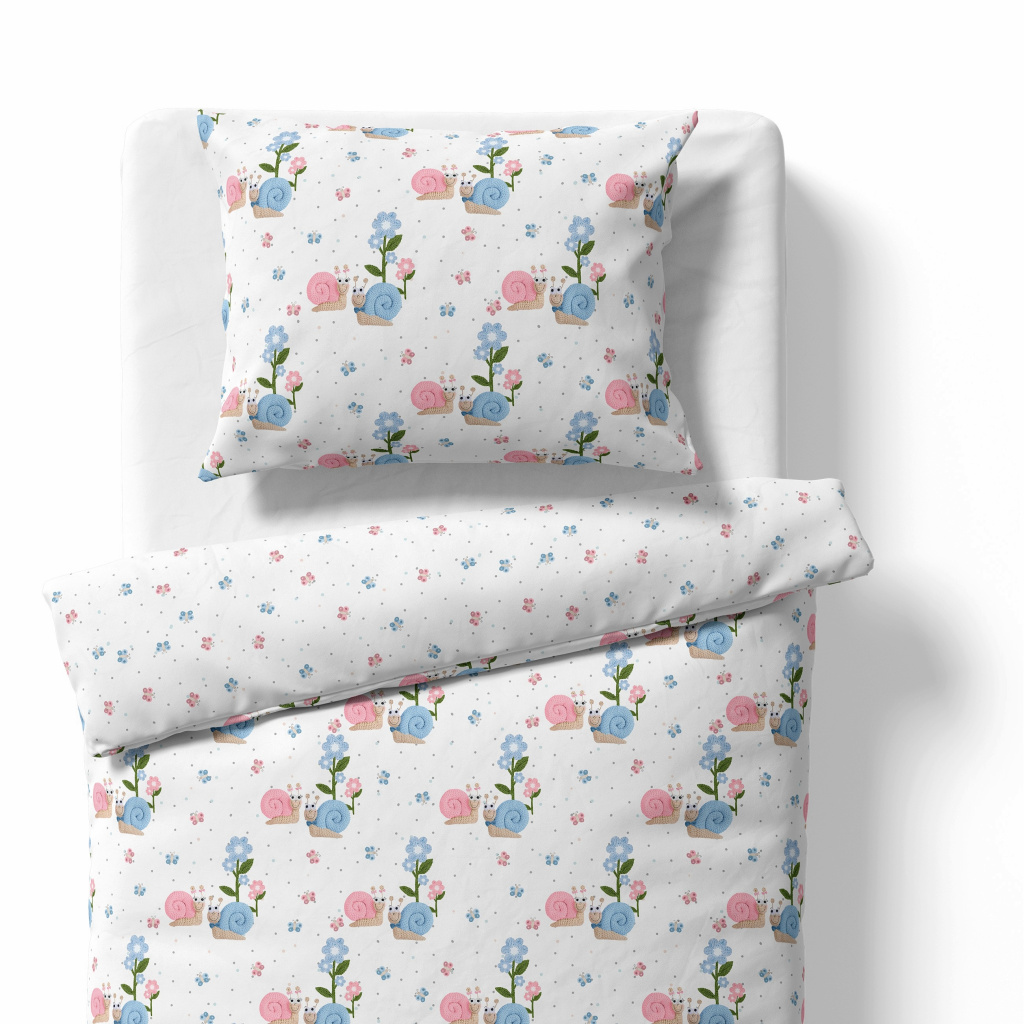Children's bedding - Colorful snails - white