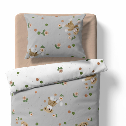 Children's bed linen - Puppies - gray