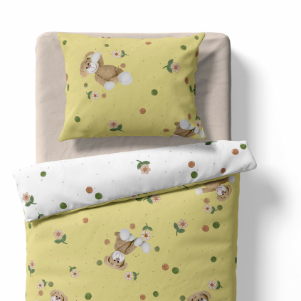 Baby bedding for the crib – Puppies – mustard