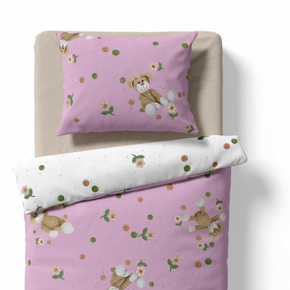 Children's bed linen - Puppies - pink