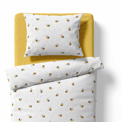 Baby bedding for the crib – Honey bees – white