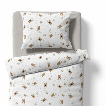 Baby bedding for the crib – rattle Teddy bear – white