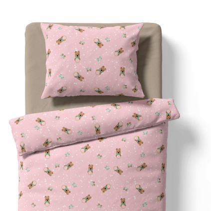 Baby bedding for the crib – rattle Teddy bear – pink