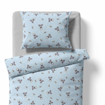 Baby bedding for the crib – Rattle Mouse – light blue