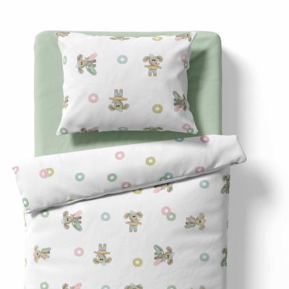 Baby crib bedding – Elephants – white