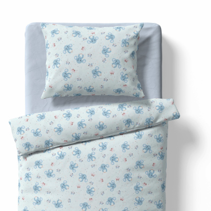 Baby bedding for the crib – rattle Elephant – light blue