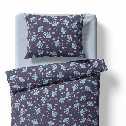 Baby bedding for the crib – rattle Elephant – blueberry