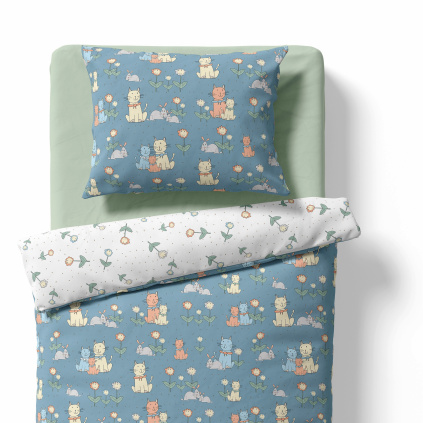 Baby bedding for the crib – Cats – dark blue/white