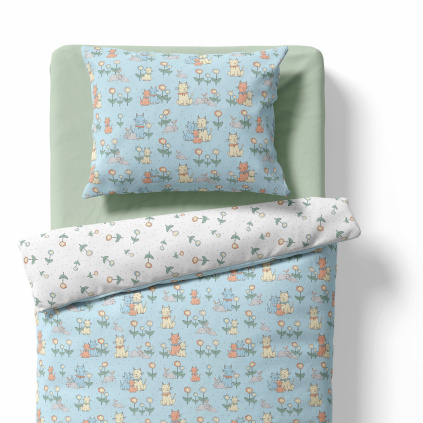 Children's bedding - Cats - light blue/white