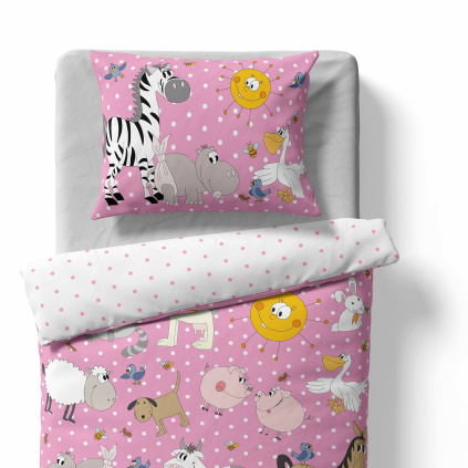 Baby crib bedding – Animals – pink