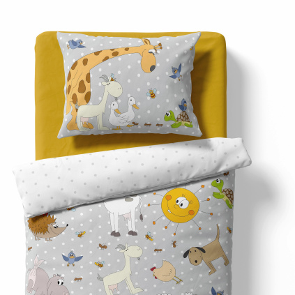 Baby bedding for the crib – Animals – grey