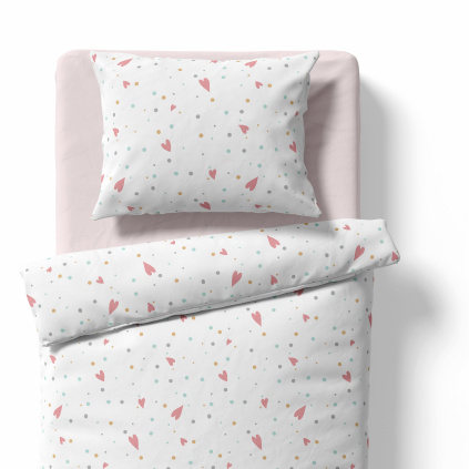 Dětské povlečení do postýlky – Srdíčka – bílá