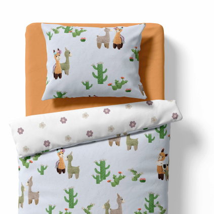 Baby crib bedding – Lamas – light blue