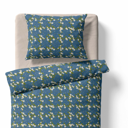 Adult bedding – Flowers squares – blue