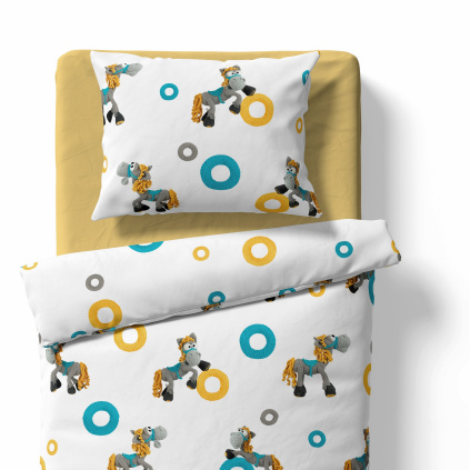 Children's bed linen - Horses - white