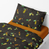 Bedding for adults and children - extended - Oak leaves - black