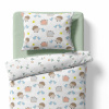 Children's crib bedding - Hedgehog and snail - white
