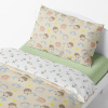 Children's bedding - Hedgehog and snail - beige/white