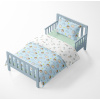 Baby crib bedding – Hedgehog and snail – light blue/white