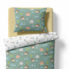 Baby crib bedding – Hedgehog and snail – mint/white