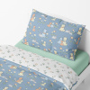 Children's bedding - Cats - dark blue/white