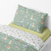 Children's bedding - Cats - mint/white
