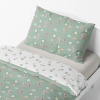 Children's bedding - Teddy bear and turtle - mint/white