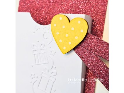 Kapsička na ledničku magenta žluté srdce