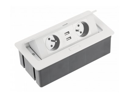 Zásuvka výklopná SOFT 2x230V 2xUSB(1xA,1xC) biela