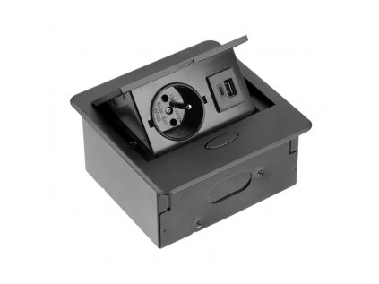 Zásuvka AVARO 1x230V 2xUSB (1xA 1xC) čierna