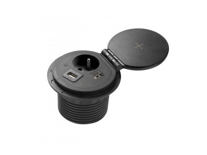 Zásuvka CHARGER PLUS 1x230V 3xUSB čierna