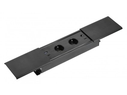 Zásuvka PRESTINO 2x230V 2xUSB 1xRJ45 1xHDMI čierna